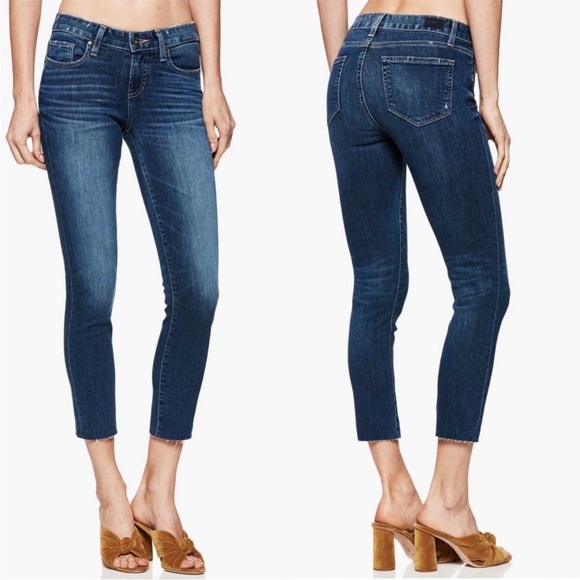 PAIGE Skyline Skinny Crop Mid-Rise Pico Jeans Raw Hem Size 27 - Picture 1 of 15